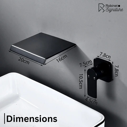 Robinet mitigeur lavabo salle de bain mural encastrable cascade - Blanc - Laiton