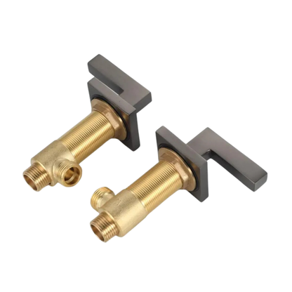 Robinet mitigeur lavabo salle de bain poignées déportées - Noir - Laiton