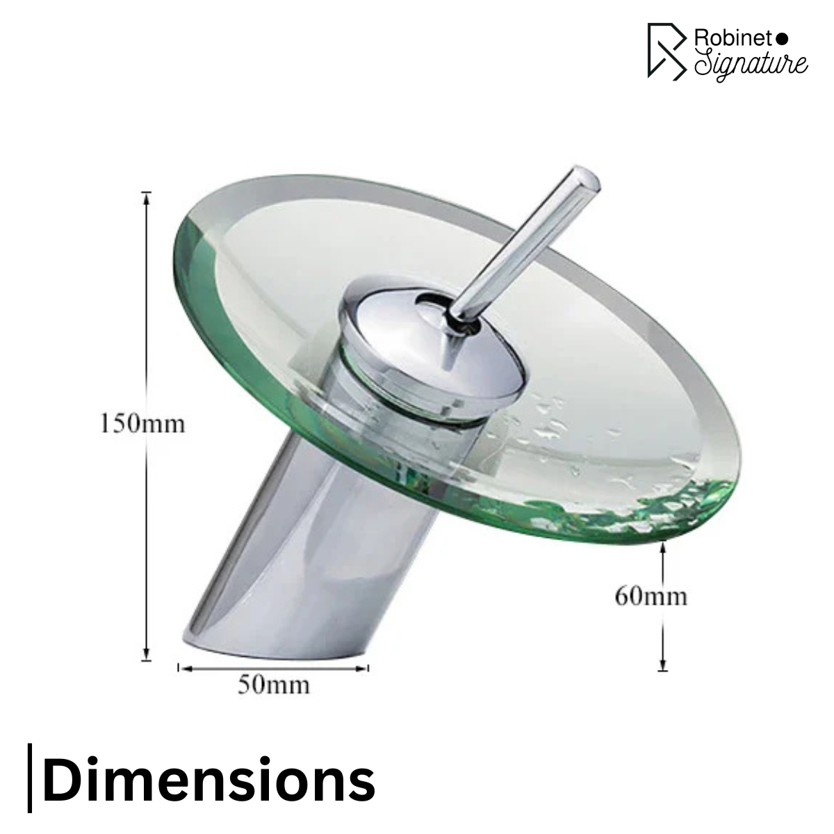Robinet mitigeur salle de bain bec rond verre - Argenté - Laiton