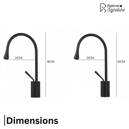 Robinet mitigeur salle de bain lavabo design arrondi goutte - Doré - Laiton