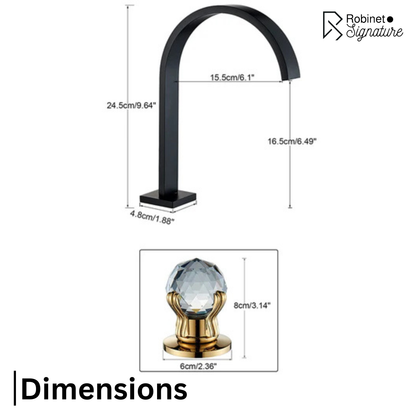 Robinet salle de bain lavabo poignées déportées chics - Noir - Laiton