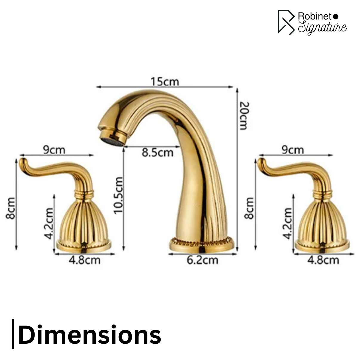 Robinet salle de bain rétro classique double poignées - Noir - Laiton