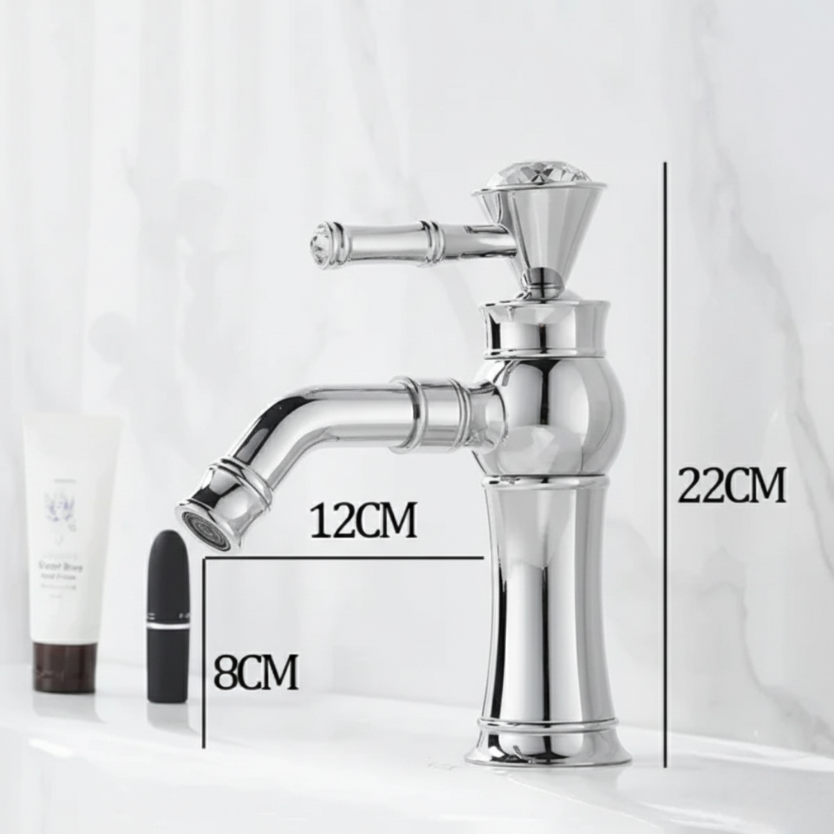 Robinet mitigeur lavabo salle de bain diamant - Argenté - Laiton