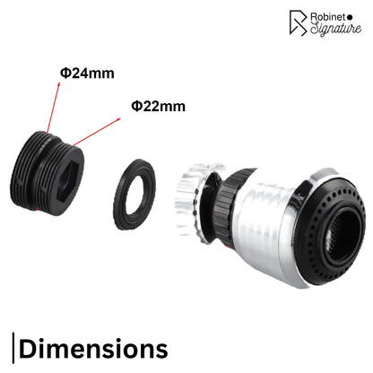 Tête de robinet adaptateur multijet lavabo rotatif