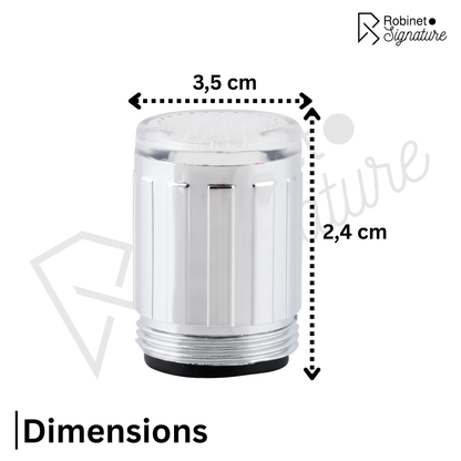 Tête de robinet mousseur led couleur changement température - Argenté