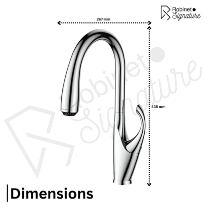 Robinet mitigeur évier cuisine design moderne flexible douchette - Argenté - Laiton
