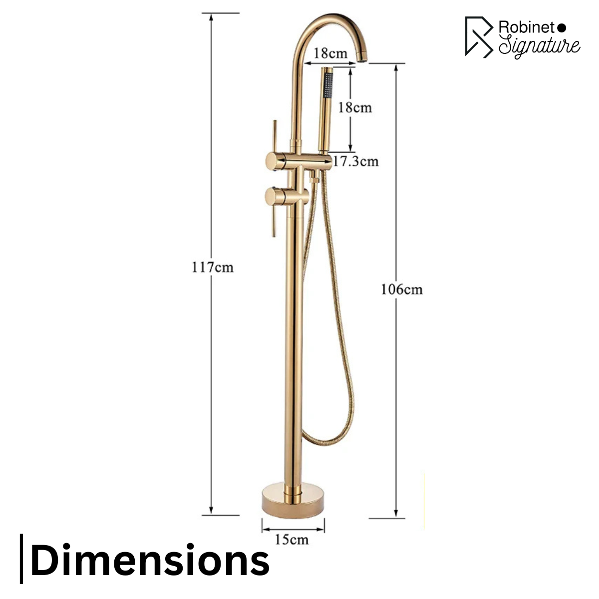 Robinet mitigeur baignoire salle de bain montage au sol - Argenté - Laiton