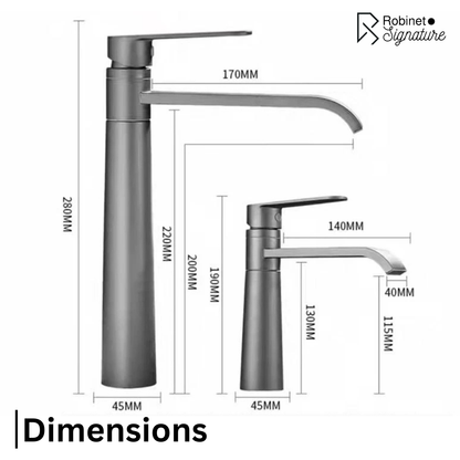 Robinet mitigeur lavabo salle de bain bec long - Argenté - Laiton