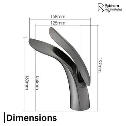 Robinet mitigeur lavabo salle de bain design arrondi - Blanc - Laiton