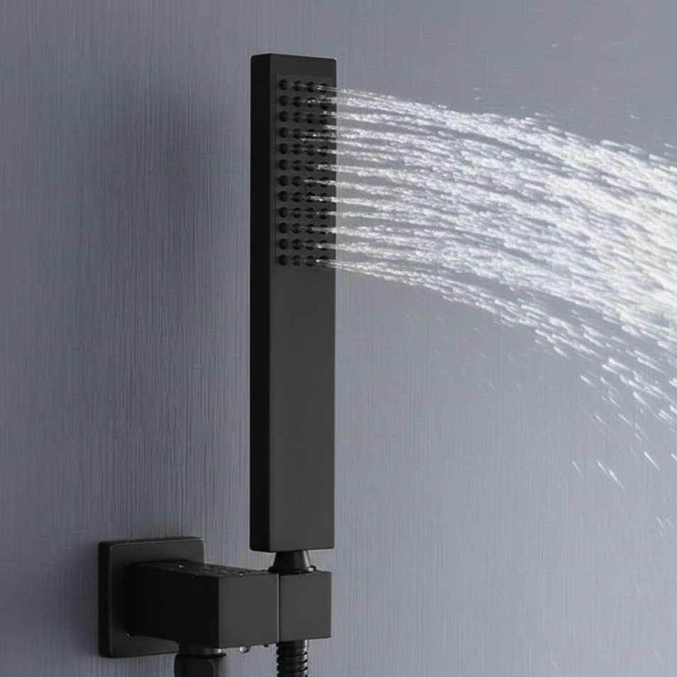 Robinet mitigeur baignoire salle de bain colonne de douche douchette - Noir - Laiton