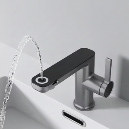 Robinet mitigeur salle de bain lavabo fontaine température numérique - Argenté