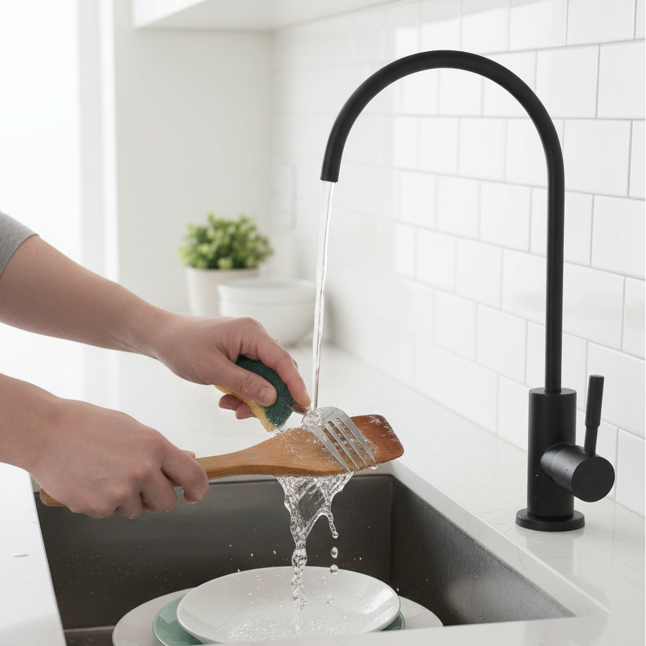 Robinet mitigeur évier cuisine fin - Noir