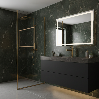 Robinet mitigeur salle de bain lavabo géométrique - Doré - Laiton