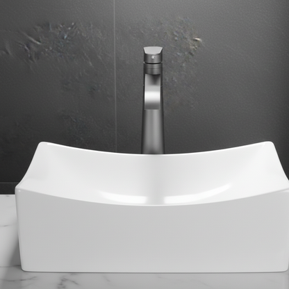 Robinet mitigeur lavabo salle de bain bec long - Argenté - Laiton
