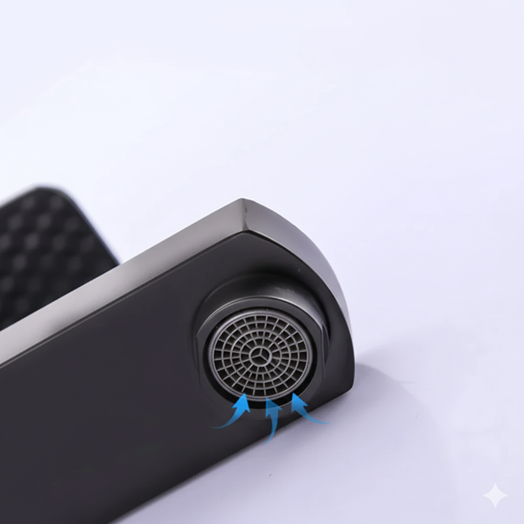 Robinet mitigeur lavabo salle de bain carré - Noir mat