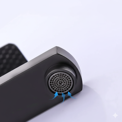 Robinet mitigeur lavabo salle de bain carré - Noir mat