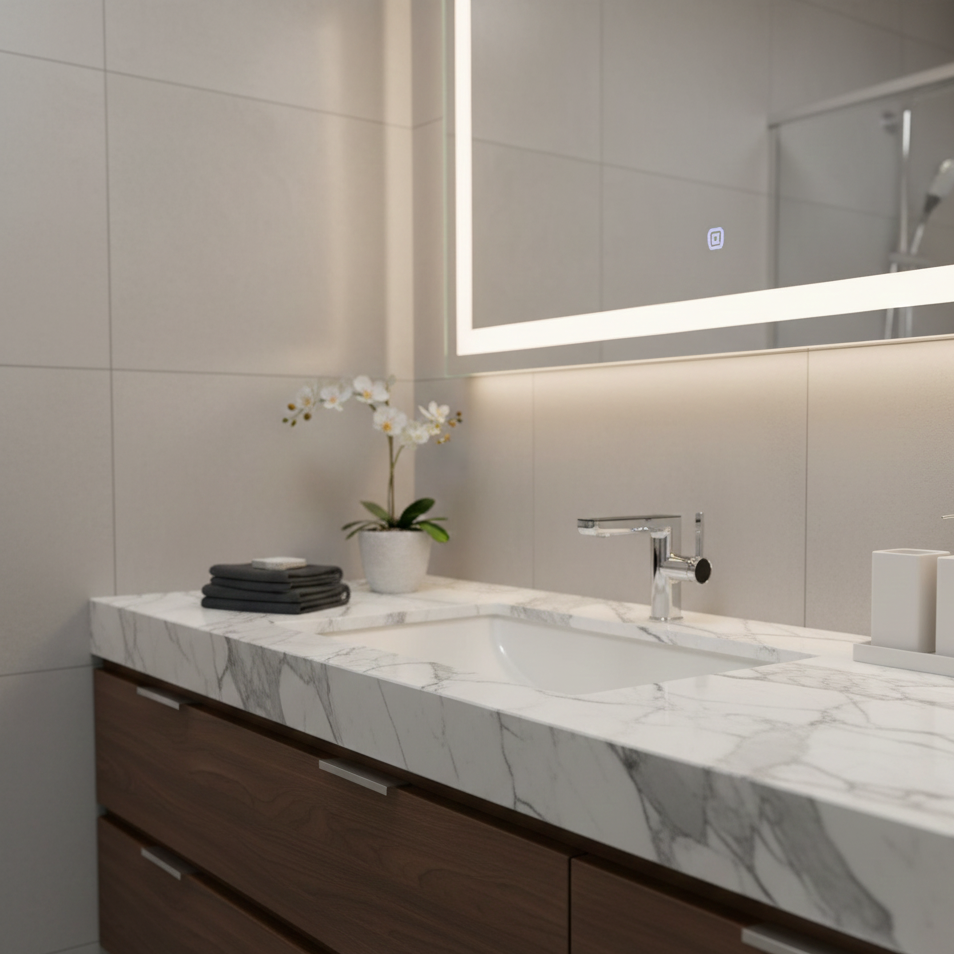 Robinet mitigeur salle de bain lavabo fontaine température numérique - Argenté