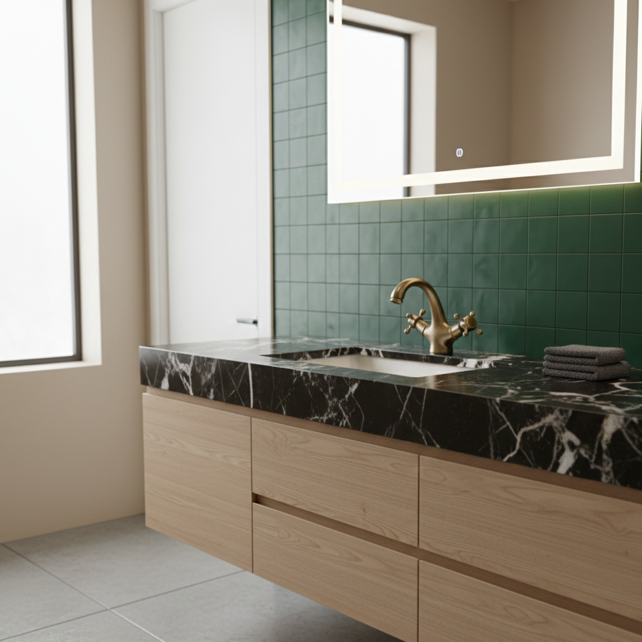 Robinet mitigeur lavabo salle de bain rétro double poignées - Bronze - Laiton