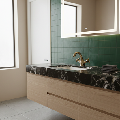 Robinet mitigeur lavabo salle de bain rétro double poignées - Bronze - Laiton