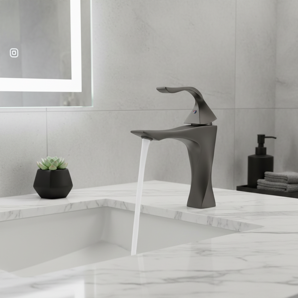 Robinet mitigeur torsade salle de bain lavabo - Argenté - Laiton