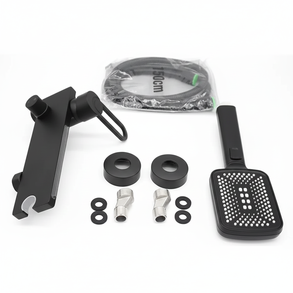 Robinet mitigeur baignoire salle de bain cascade douchette - Blanc - Laiton