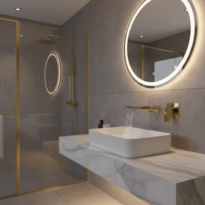 Robinet mitigeur salle de bain lavabo encastrable mural cascade - Doré - Laiton