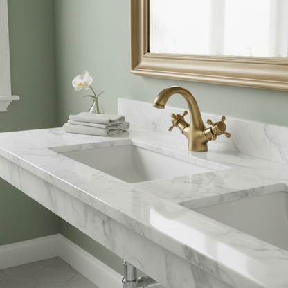 Robinet mitigeur lavabo salle de bain rétro double poignées - Bronze - Laiton