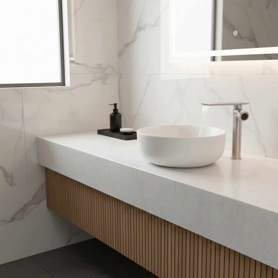 Robinet mitigeur moderne bec plat - Argenté - Laiton