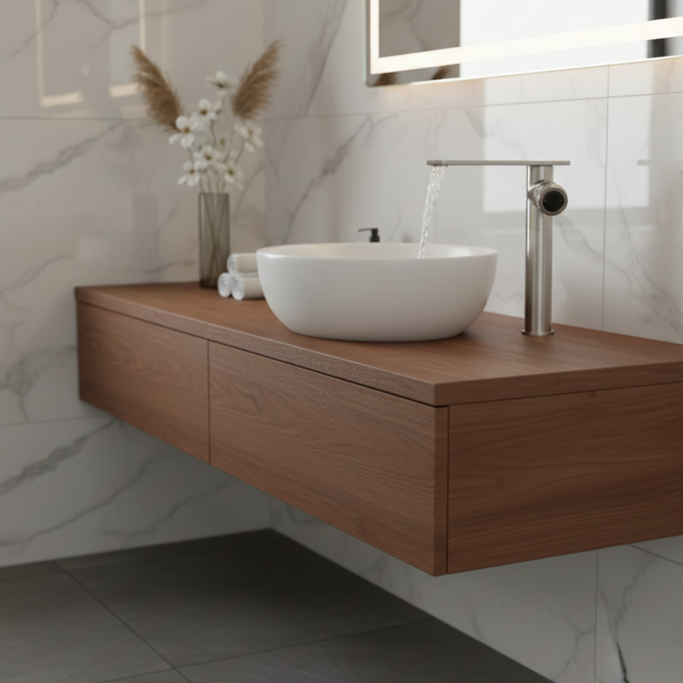 Robinet mitigeur moderne bec plat - Argenté - Laiton