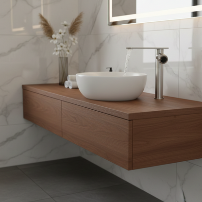 Robinet mitigeur moderne bec plat - Argenté - Laiton