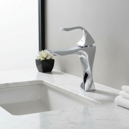 Robinet mitigeur torsade salle de bain lavabo - Argenté - Laiton