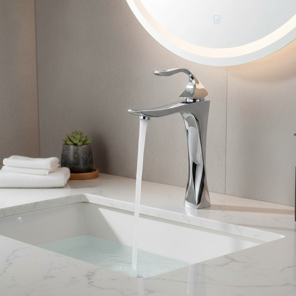 Robinet mitigeur torsade salle de bain lavabo - Argenté - Laiton