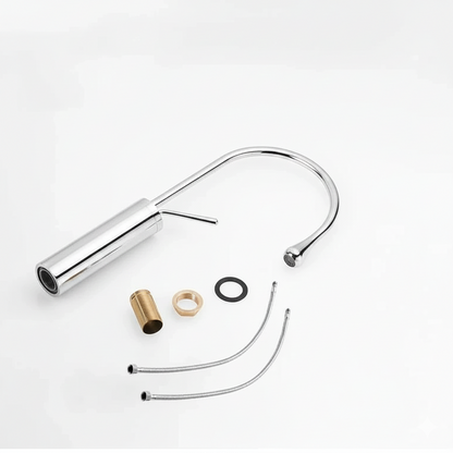 Robinet mitigeur salle de bain lavabo design arrondi goutte - Argenté - Laiton