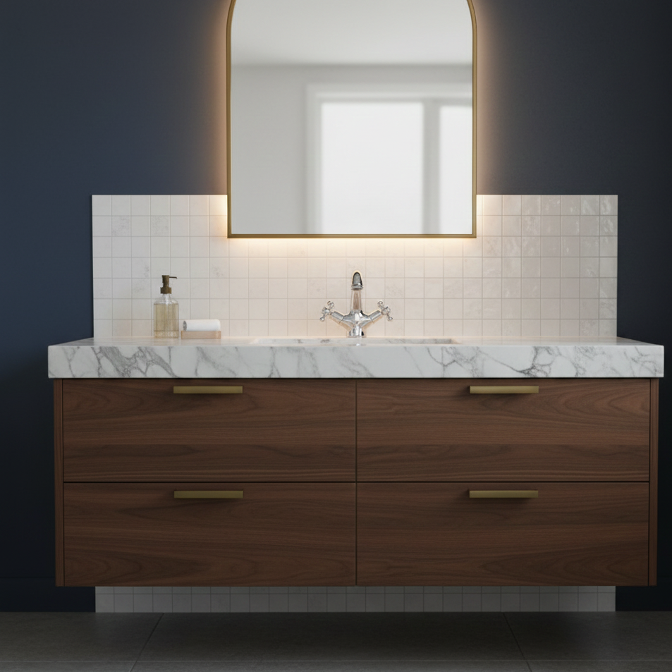 Robinet mitigeur lavabo salle de bain rétro double poignées - Argenté - Laiton