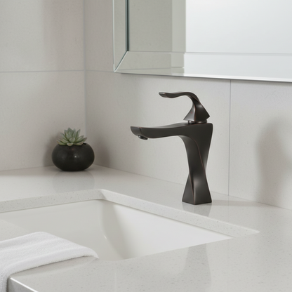 Robinet mitigeur torsade salle de bain lavabo - Noir - Laiton