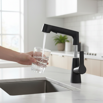 Robinet mitigeur évier cuisine flexible douchette hauteur réglable - Noir