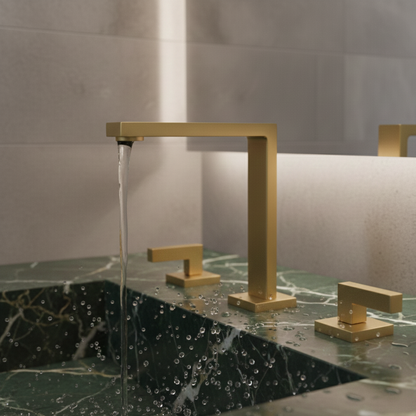 Robinet mitigeur lavabo salle de bain poignées déportées - Doré - Laiton