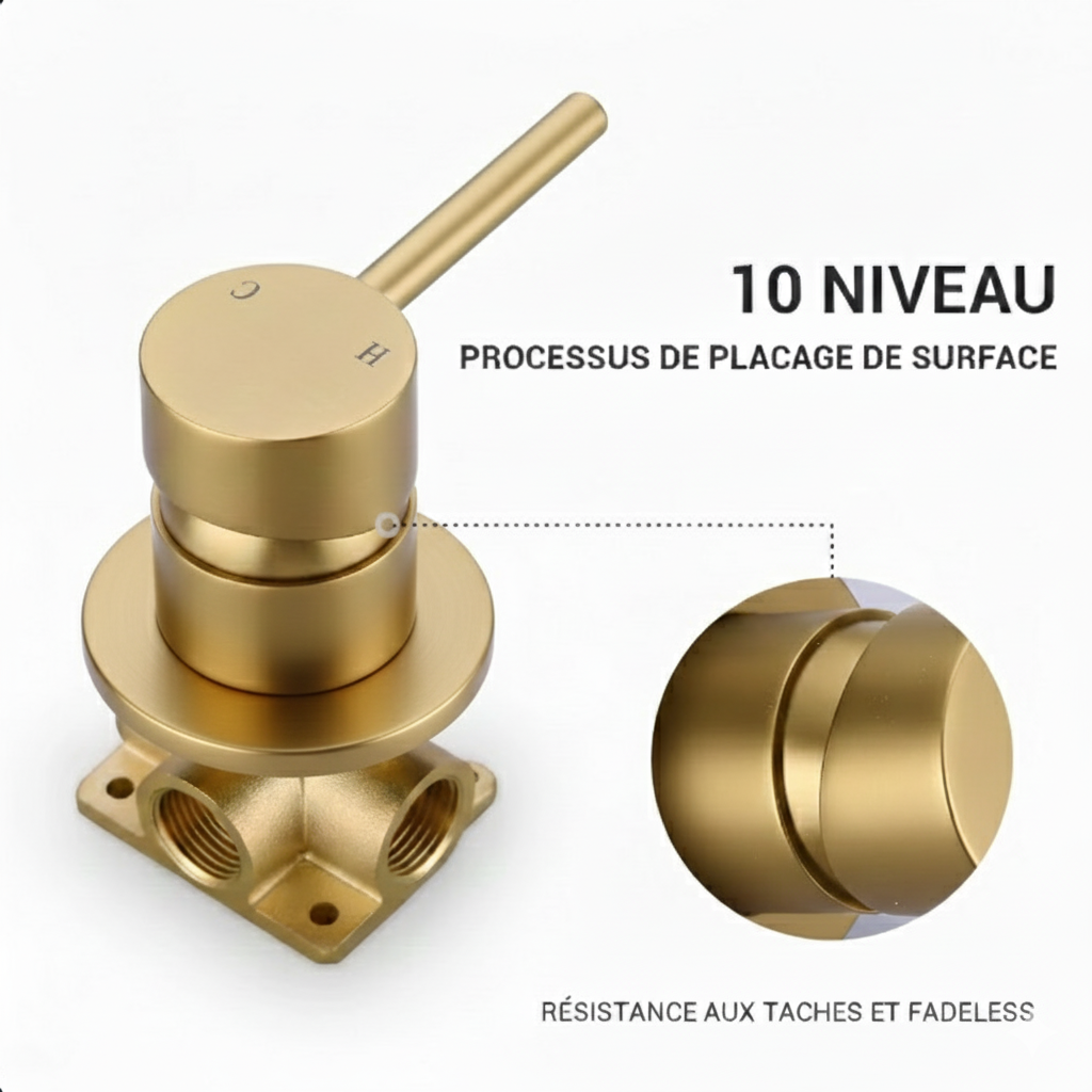 Robinet mitigeur salle de bain lavabo encastrable - Doré - Laiton