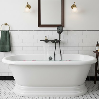 Robinet mitigeur baignoire salle de bain cascade douchette affichage numérique - Argenté - Laiton