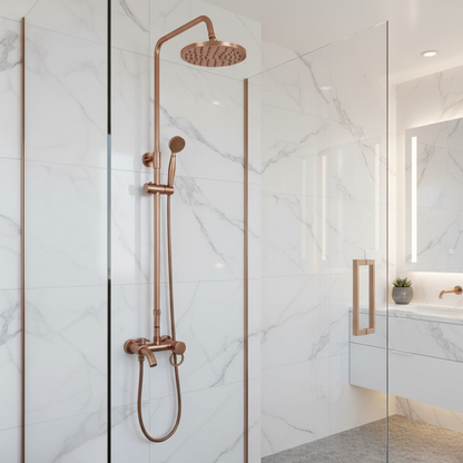 Robinet mitigeur rétro salle de bain baignoire colonne de douche - Doré rose - Laiton