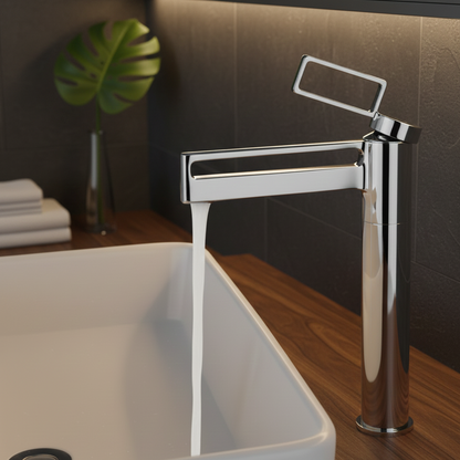 Robinet mitigeur salle de bain lavabo géométrique - Argenté - Laiton