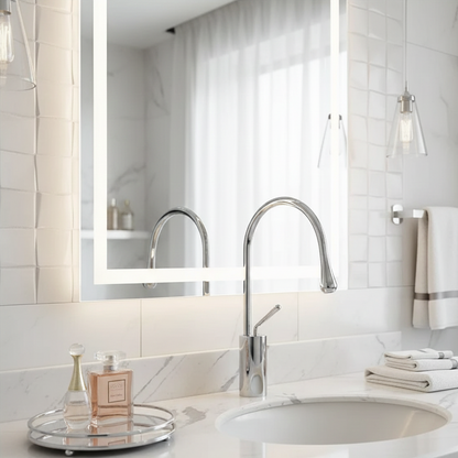 Robinet mitigeur salle de bain lavabo design arrondi goutte - Argenté - Laiton