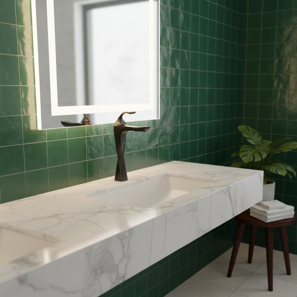 Robinet mitigeur torsade salle de bain lavabo - Noir - Laiton