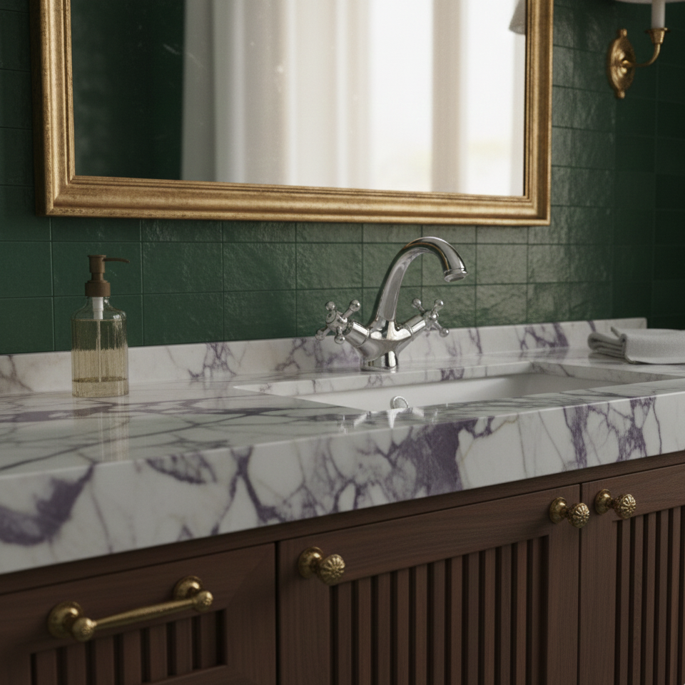 Robinet mitigeur lavabo salle de bain rétro double poignées - Argenté - Laiton