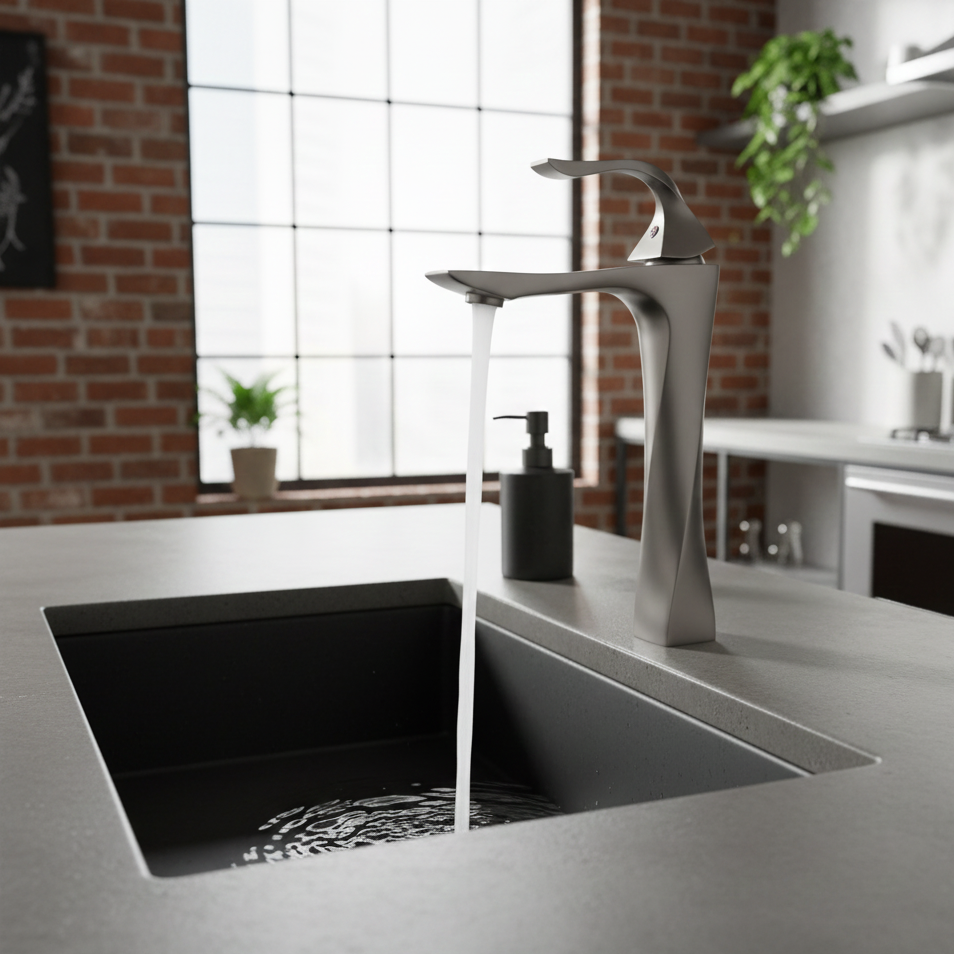 Robinet mitigeur torsade salle de bain lavabo - Argenté - Laiton