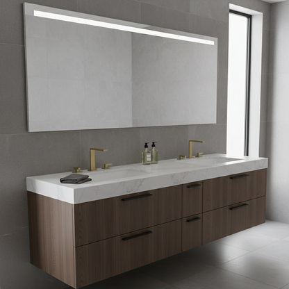 Robinet mitigeur lavabo salle de bain poignées déportées - Doré - Laiton