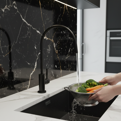 Robinet mitigeur évier cuisine fin - Noir