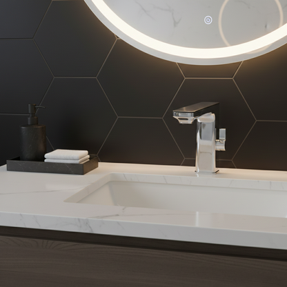 Robinet mitigeur lavabo tactile affichage thermostatique numérique - Argenté - Laiton