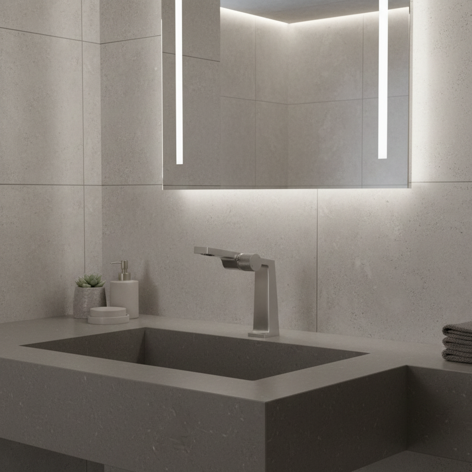 Robinet mitigeur salle de bain lavabo design contemporain - Argenté - Laiton