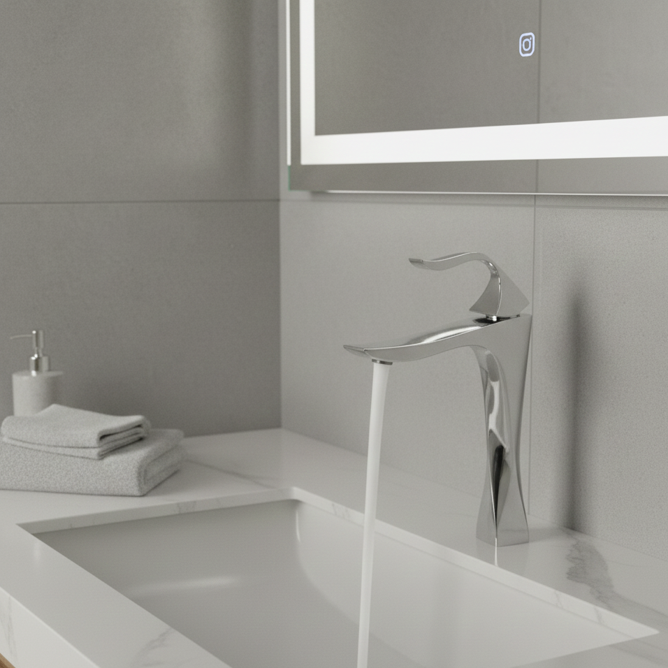 Robinet mitigeur torsade salle de bain lavabo - Argenté - Laiton